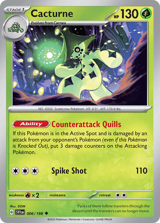 (006/198) Pokemon TCG Scarlet & Violet Single: Cacturne   Uncommon