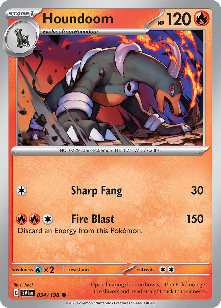 (034/198) Pokemon TCG Scarlet & Violet Single: Houndoom   Common