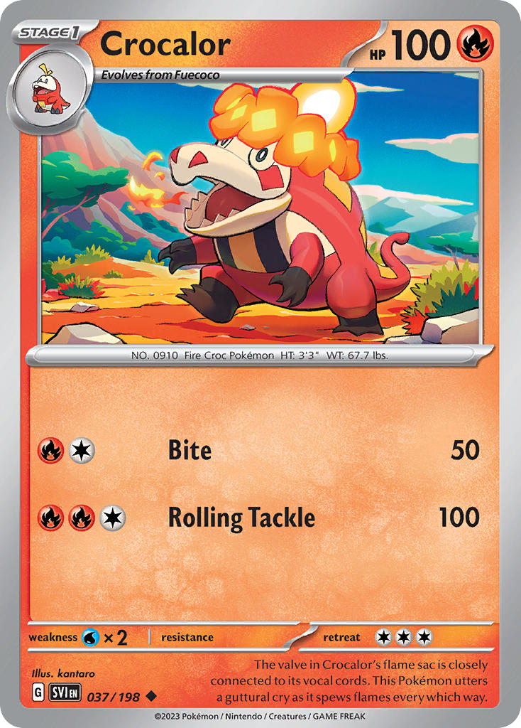 (037/198) Pokemon TCG Scarlet & Violet Single: Crocalor   Uncommon