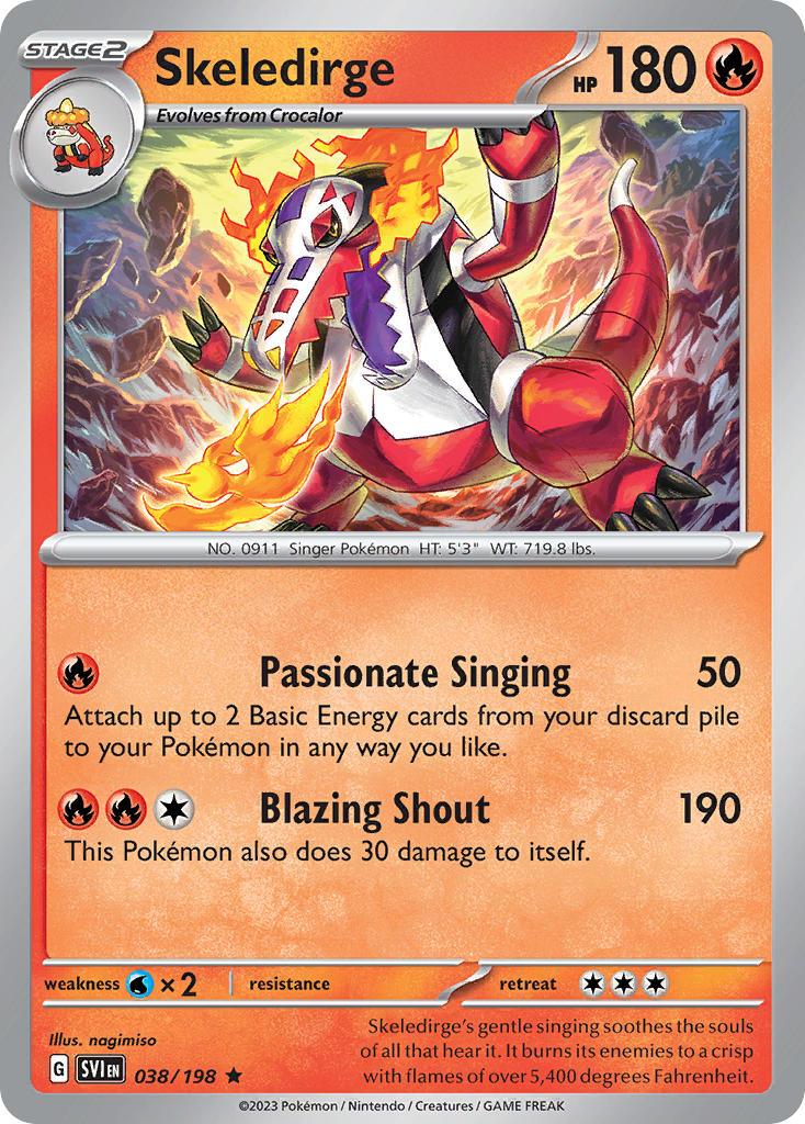 (038/198) Pokemon TCG Scarlet & Violet Single: Skeledirge   Rare