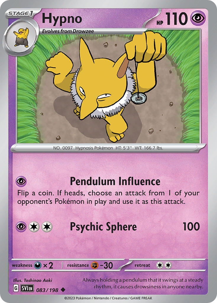 (083/198) Pokemon TCG Scarlet & Violet Single: Hypno   Uncommon