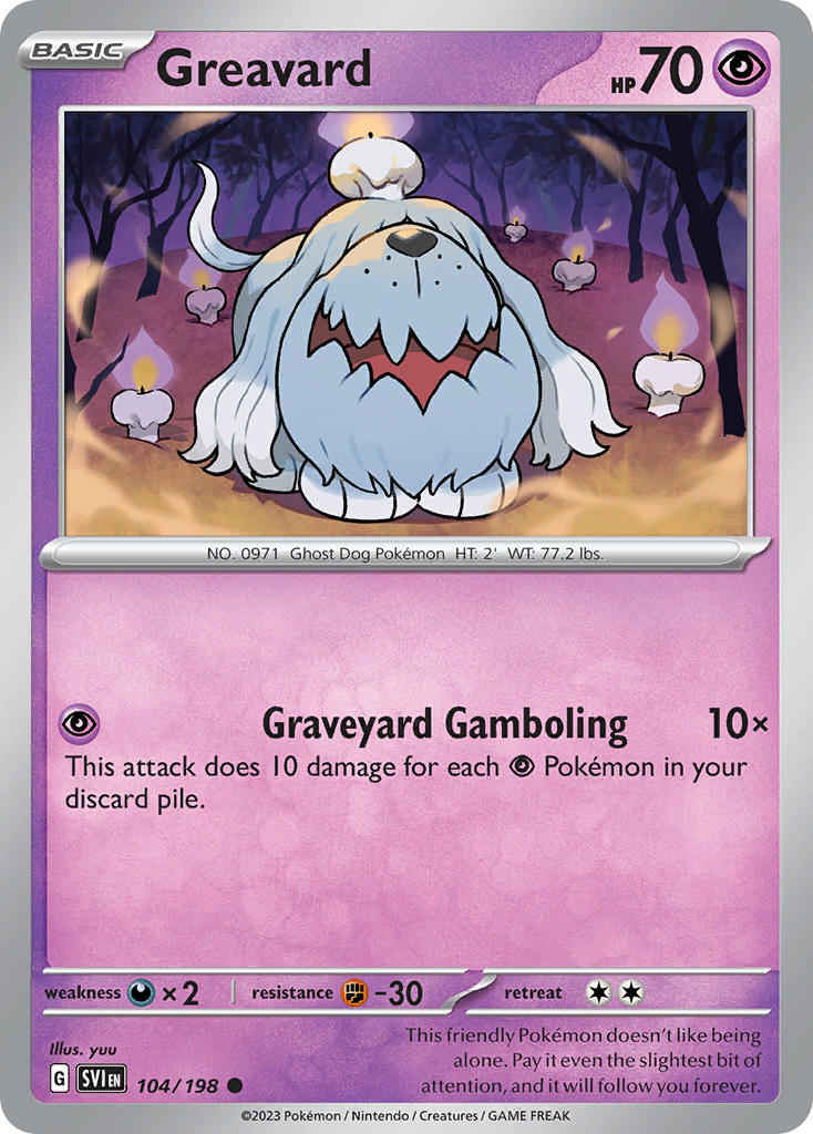 (104/198) Pokemon TCG Scarlet & Violet Single: Greavard   Common