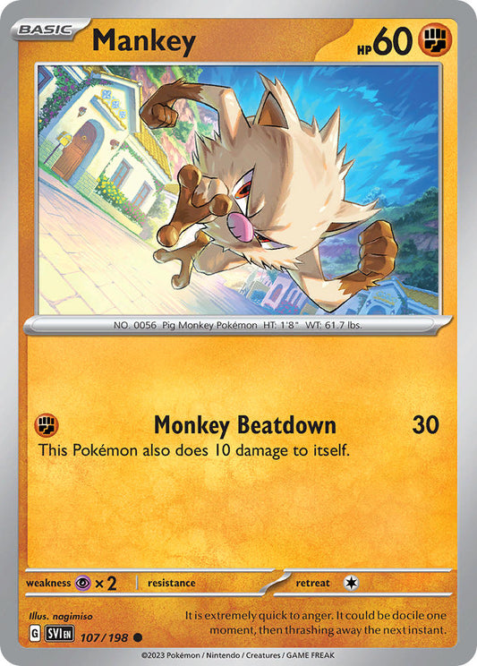 (107/198) Pokemon TCG Scarlet & Violet Single: Mankey   Common