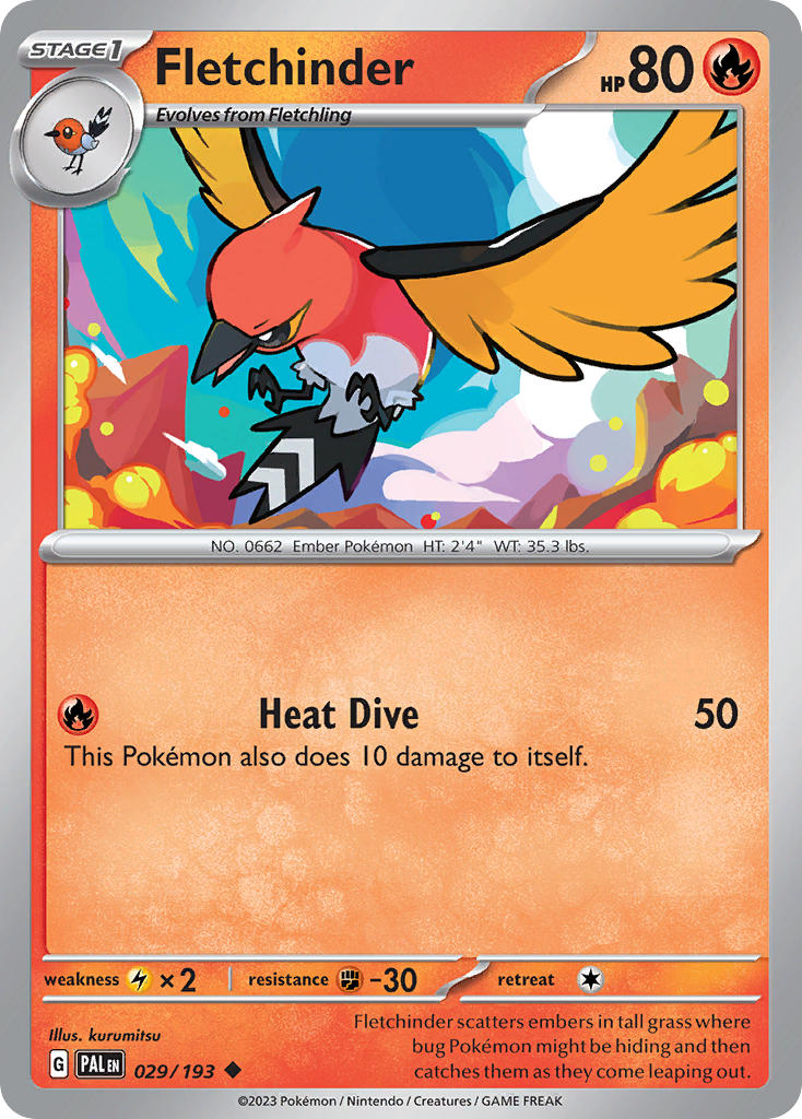 Pokemon TCG Paldea Evolved Single: Fletchinder  Non-Holo (029/193)