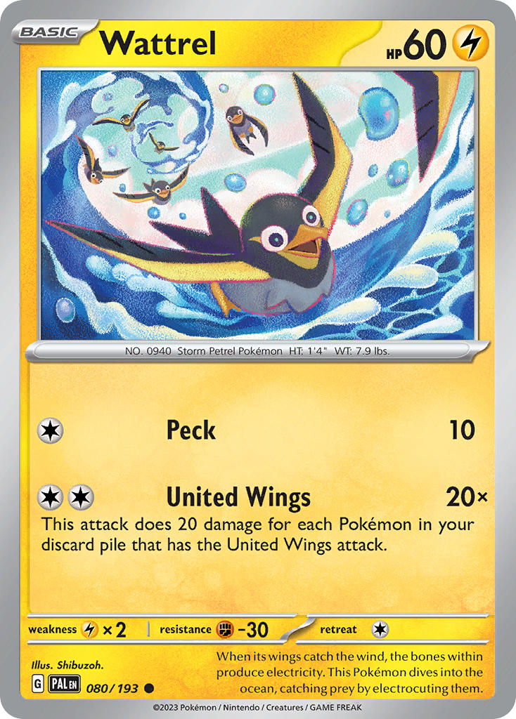 Pokemon TCG Paldea Evolved Single: Wattrel  Non-Holo (080/193)