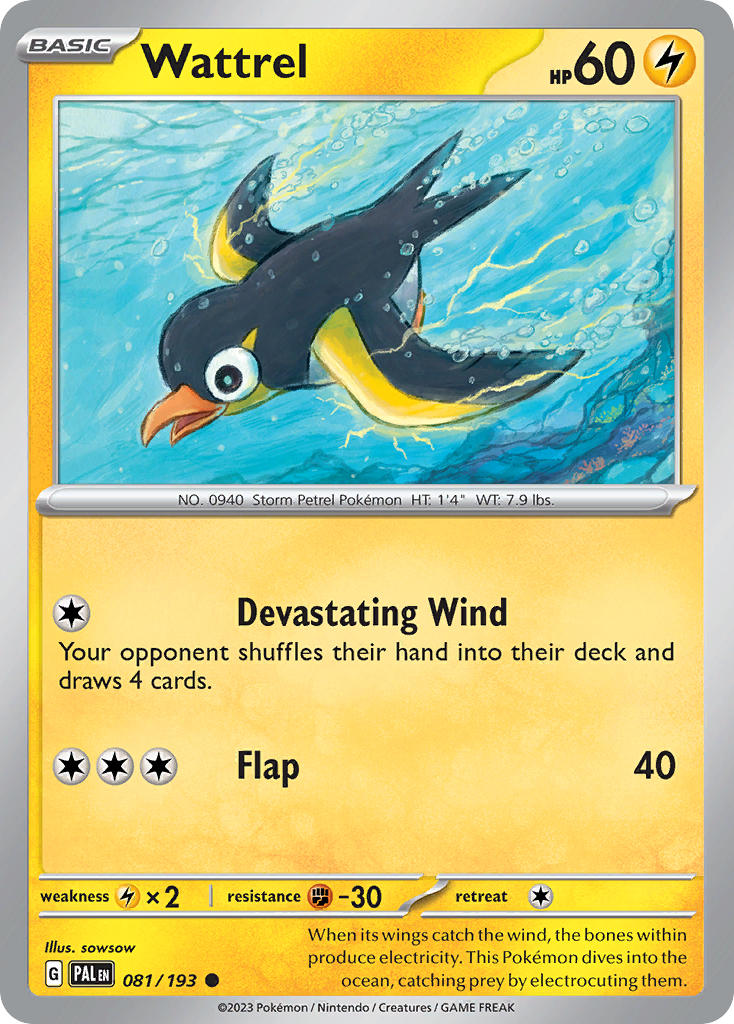 Pokemon TCG Paldea Evolved Single: Wattrel  Non-Holo (081/193)