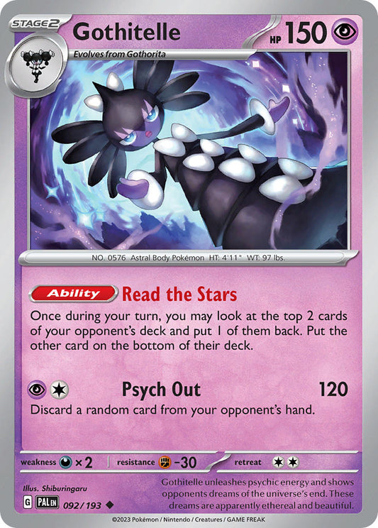 Pokemon TCG Paldea Evolved Single: Gothitelle  Non-Holo (092/193)