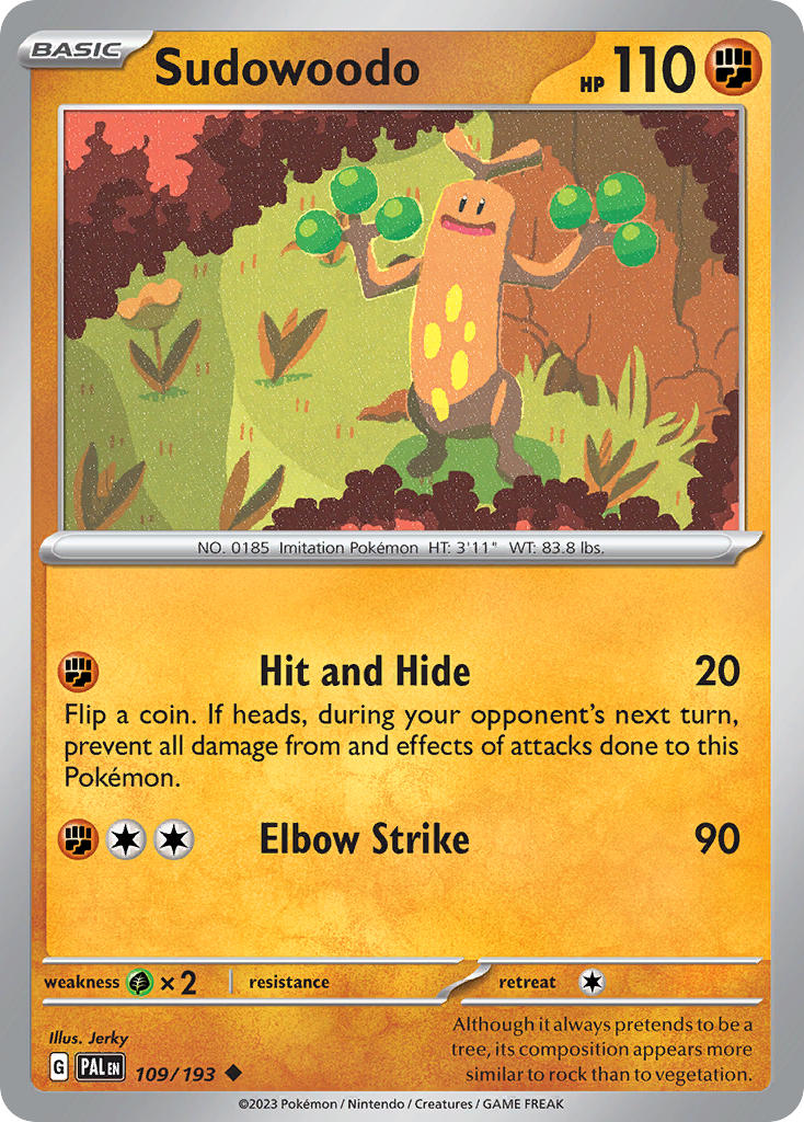 Pokemon TCG Paldea Evolved Single: Sudowoodo  Non-Holo (109/193)