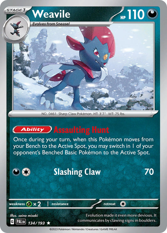 Pokemon TCG Paldea Evolved Single: Weavile  Holo (134/193)