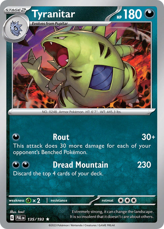 Pokemon TCG Paldea Evolved Single: Tyranitar  Holo (135/193)