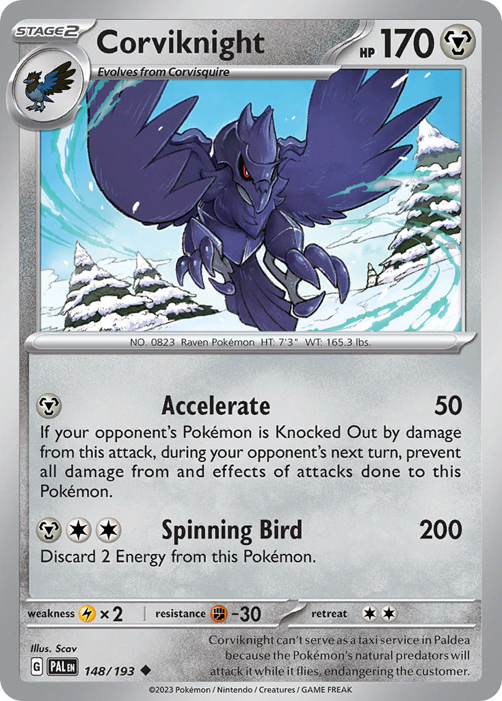 Pokemon TCG Paldea Evolved Single: Corviknight  Non-Holo (148/193)