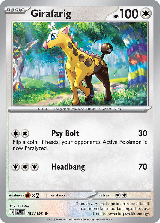 Pokemon TCG Paldea Evolved Single: Girafarig  Non-Holo (154/193)