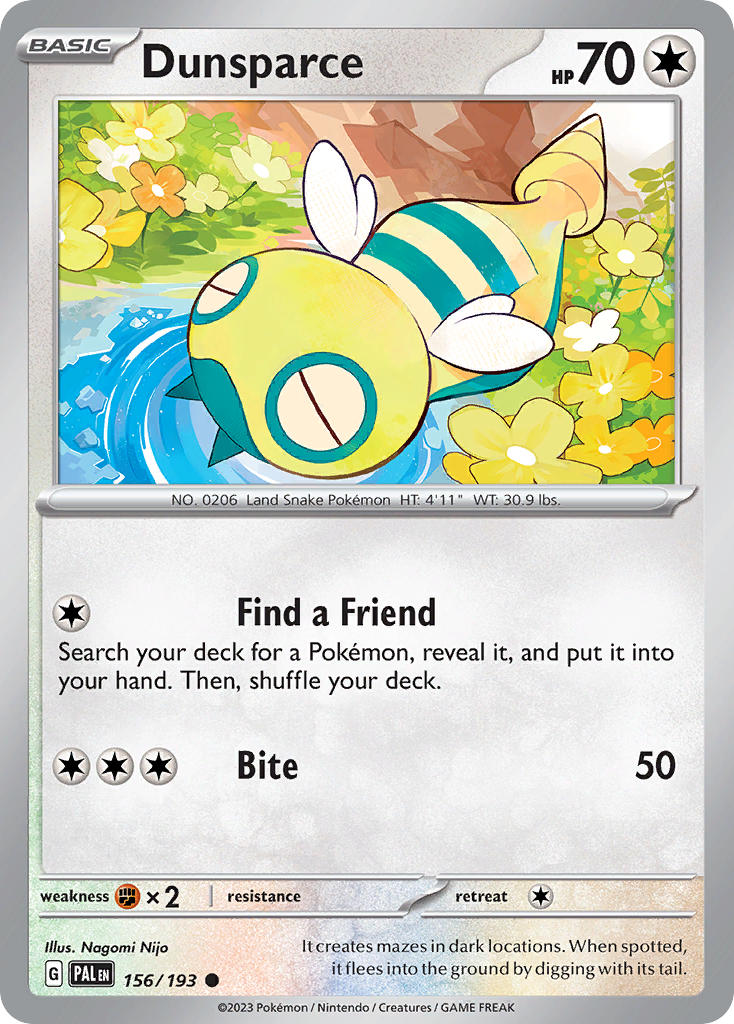 Pokemon TCG Paldea Evolved Single: Dunsparce  Non-Holo (156/193)