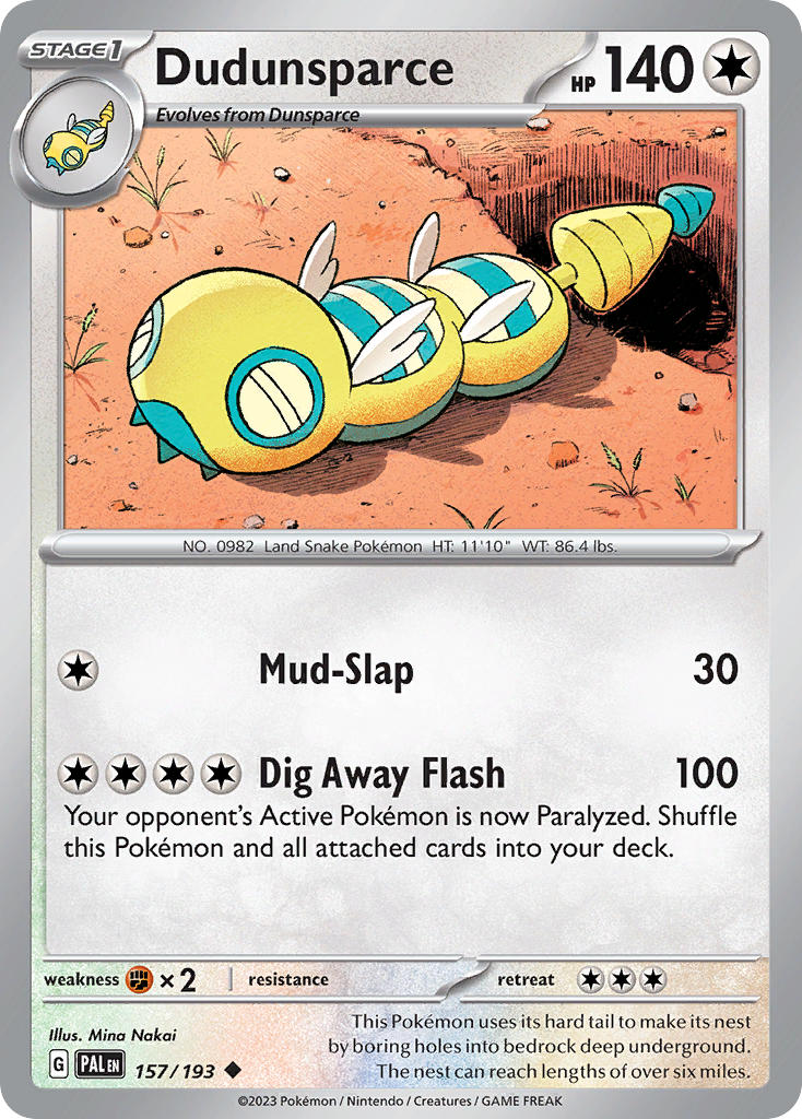 Pokemon TCG Paldea Evolved Single: Dudunsparce  Non-Holo (157/193)