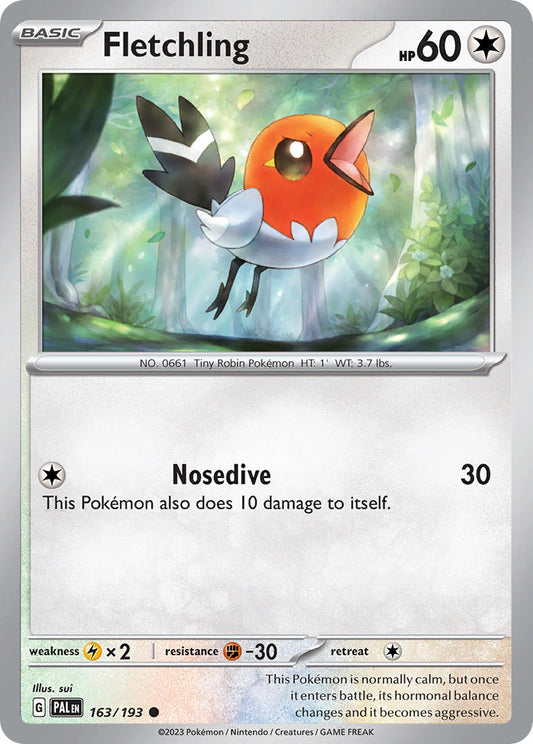 Pokemon TCG Paldea Evolved Single: Fletchling  Non-Holo (163/193)