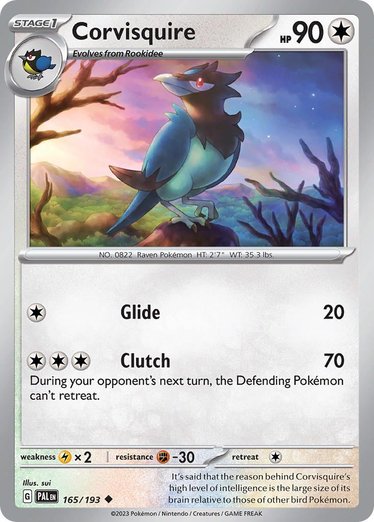 Pokemon TCG Paldea Evolved Single: Corvisquire  Non-Holo (165/193)