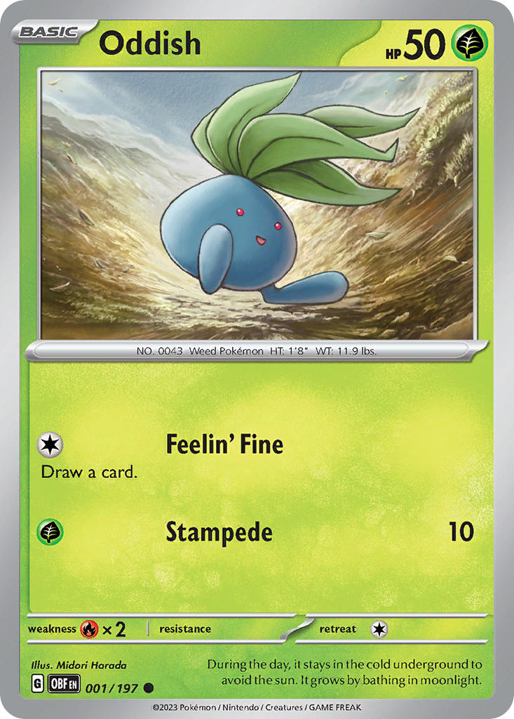 (001/197) Pokemon TCG Obsidian Flames Single: Oddish   Common