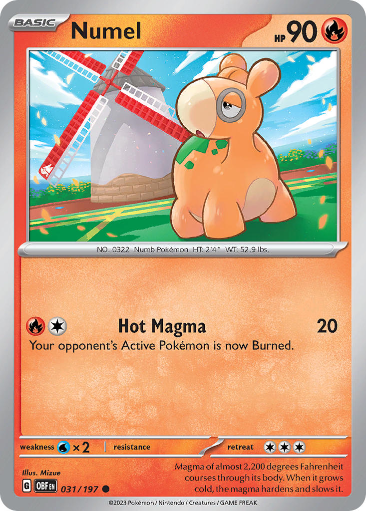 (031/197) Pokemon TCG Obsidian Flames Single: Numel   Common