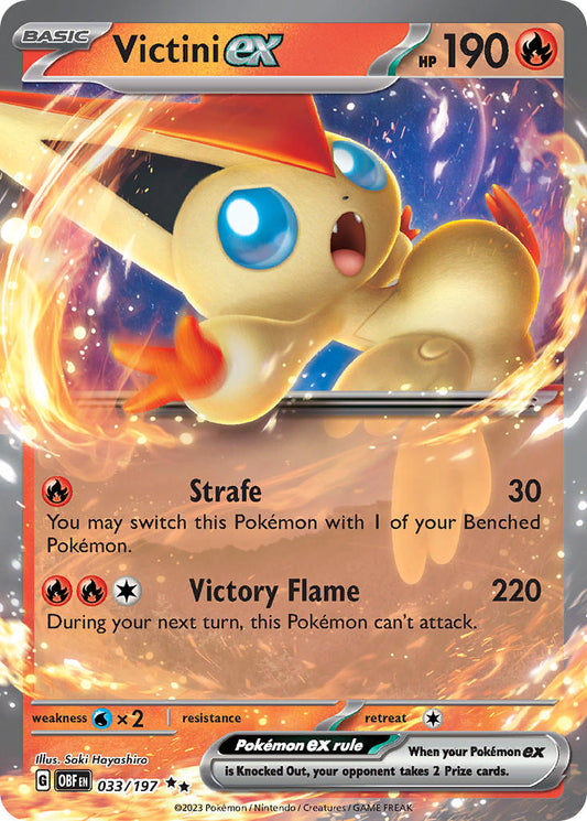 (033/197) Pokemon TCG Obsidian Flames Single: Victini ex   Double Rare