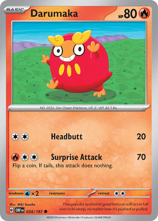 (034/197) Pokemon TCG Obsidian Flames Single: Darumaka   Common