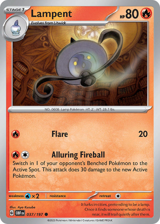 (037/197) Pokemon TCG Obsidian Flames Single: Lampent   Common