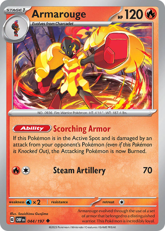 (044/197) Pokemon TCG Obsidian Flames Single: Armarouge  Reverse Holo Uncommon