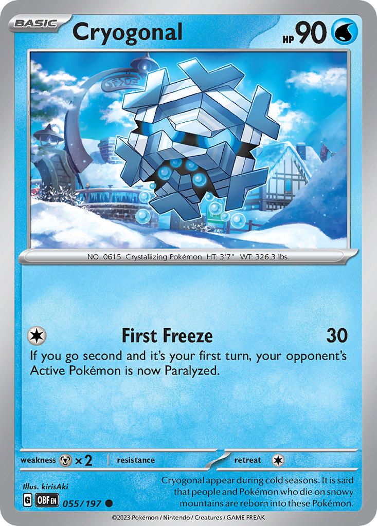 (055/197) Pokemon TCG Obsidian Flames Single: Cryogonal   Common