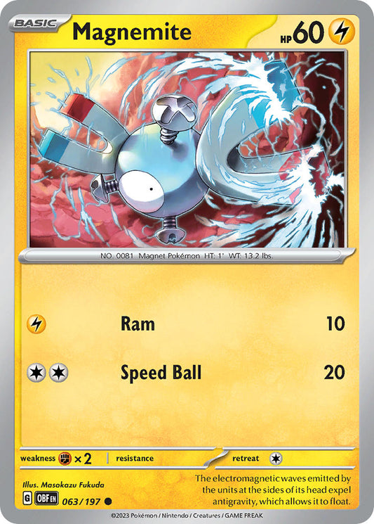 (063/197) Pokemon TCG Obsidian Flames Single: Magnemite  Reverse Holo Common