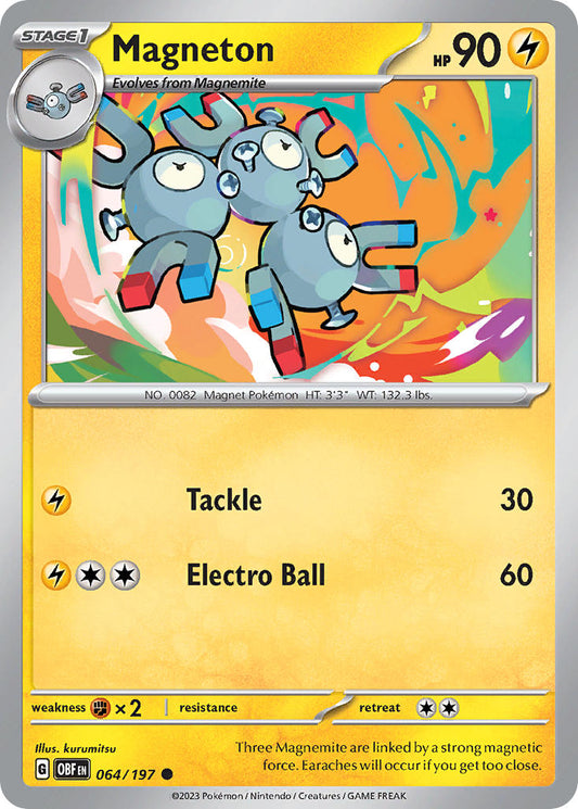 (064/197) Pokemon TCG Obsidian Flames Single: Magneton   Common