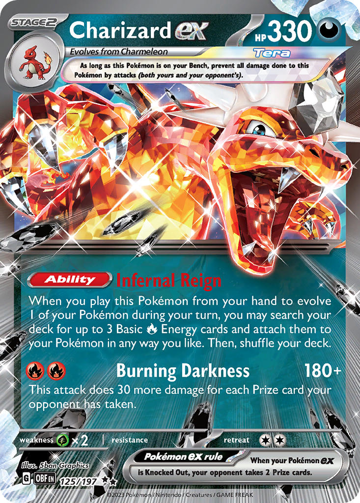 (125/197) Pokemon TCG Obsidian Flames Single: Charizard ex   Double Rare