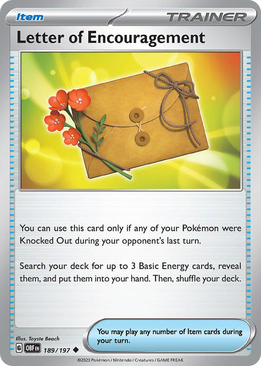 (189/197) Pokemon TCG Obsidian Flames Single: Letter of Encouragement  Uncommon