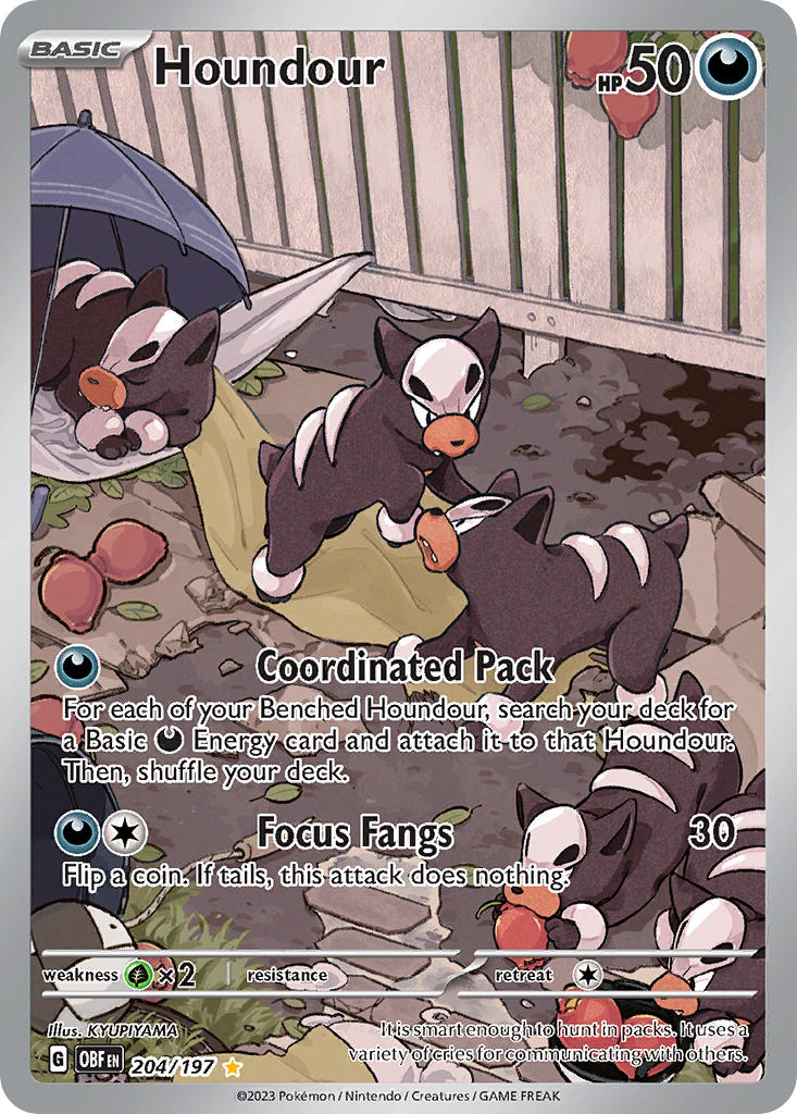 (204/197) Pokemon TCG Obsidian Flames Single: Houndour   Illustration Rare