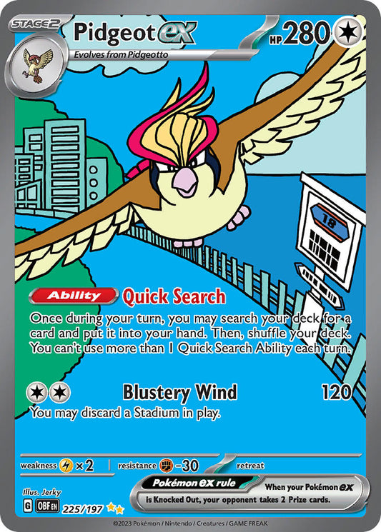 (225/197) Pokemon TCG Obsidian Flames Single: Pidgeot ex   Special Illustration Rare